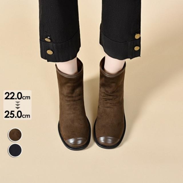 ショートブーツ レディース 本革 丸トゥ フラットブーツ ローヒール スエード調 秋冬 新作 裏起毛 防寒 柔らかい 履きやすい 歩きやすい シンプル カジュアル 小さいサイズ 大きいサイズ おしゃれ 22.0/22.5/23.0/23.5/24.0/24.5/25.0 ブラウン ブラック