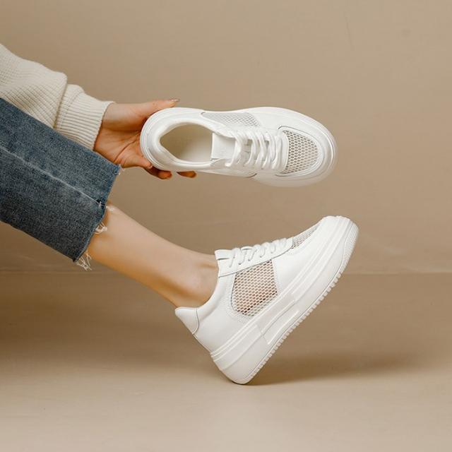 スニーカー 厚底 インヒール ウェッジヒール インソール メッシュ