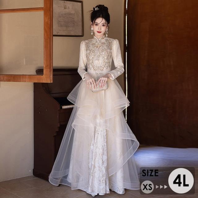 ドレス 大人 ピアノ 発表会 ロングドレス 長袖 演奏会 演奏会用ドレス ピアノ発表会 結婚式 高校生 パーティードレス 大きいサイズ 母親 コンクール イブニングドレス ロング 演奏会ドレス小さいサイズ キラキラ