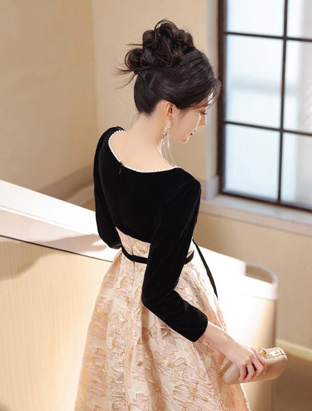 ドレス 大人 ピアノ 発表会 ロングドレス 長袖 半袖 演奏会 演奏会用