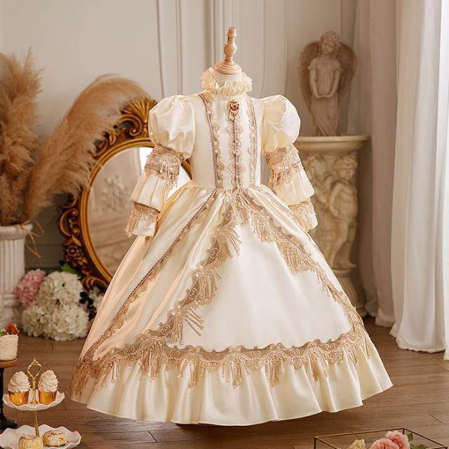 キッズ 貴族 ドレス お姫様 衣装 油絵風 ロング 宮廷 王族服 お嬢様