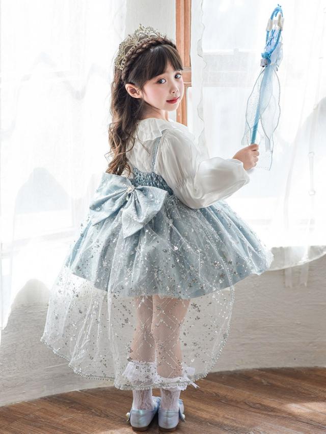 子供ドレス 女の子 プリンセス風 セットアップ 上下2点セット 長袖 トップス+ワンピース 100 110 120 130 140cm キッズフォーマル 誕生日 発表会 結婚式 仮装 ハロウィン_2