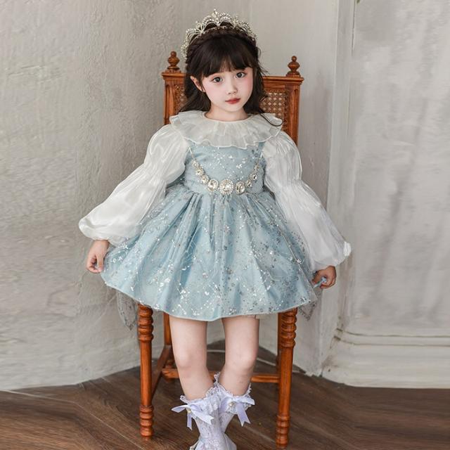 子供ドレス 女の子 プリンセス風 セットアップ 上下2点セット 長袖 トップス+ワンピース 100 110 120 130 140cm キッズフォーマル 誕生日 発表会 結婚式 仮装 ハロウィン_5