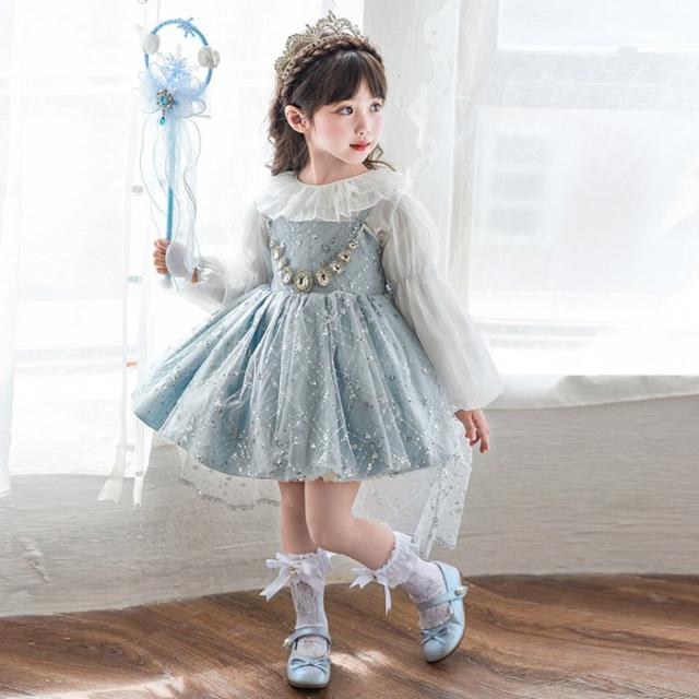 子供ドレス 女の子 プリンセス風 セットアップ 上下2点セット 長袖 トップス+ワンピース 100 110 120 130 140cm キッズフォーマル 誕生日 発表会 結婚式 仮装 ハロウィン_6