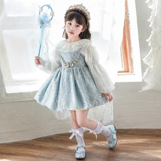 子供ドレス 女の子 プリンセス風 セットアップ 上下2点セット 長袖 トップス+ワンピース 100 110 120 130 140cm キッズフォーマル 誕生日 発表会 結婚式 仮装 ハロウィン_7