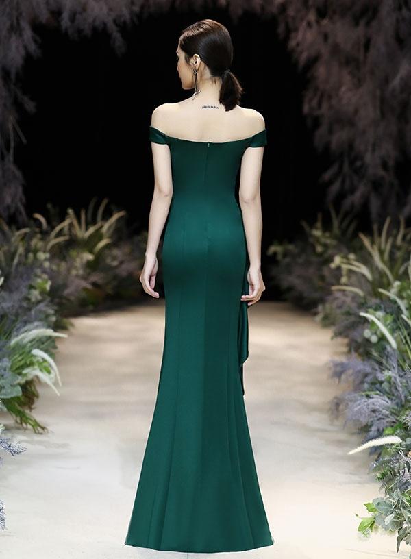 送料無料】ドレス ロングドレス マーメイド オフショルダー スリット