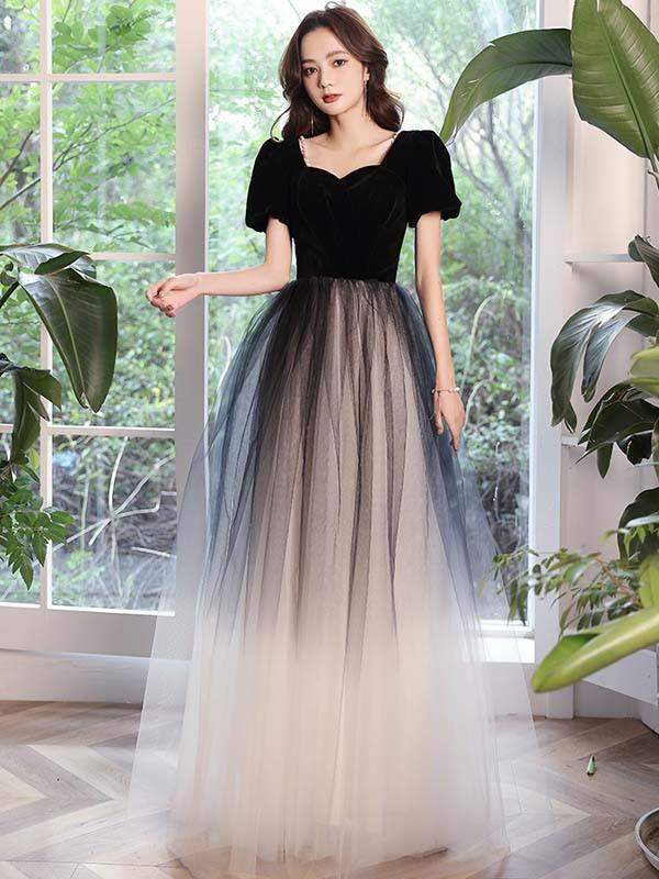 送料無料】パーティードレス ロング 演奏会 袖付き ドレス 小さい