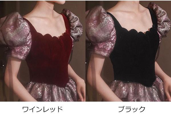 【送料無料】ドレス 大人 ピアノ 発表会 ロングドレス 演奏会 結婚式 母親 ドレス ピアノ発表会 黒 袖付き ワンピース 半袖 演奏会ドレス 演奏会用_1