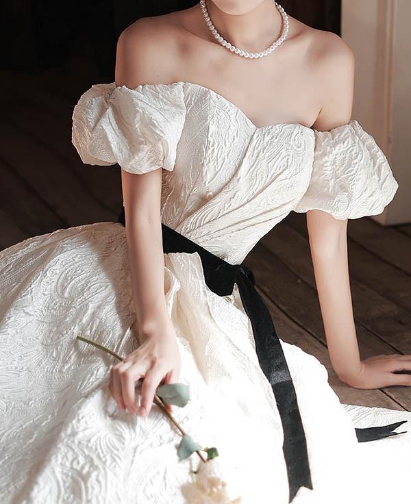 【送料無料】ドレス 大人 ピアノ 発表会 ロングドレス 演奏会 結婚式 母親 ドレス ピアノ発表会 袖付き 白ワンピース 半袖 演奏会ドレス 演奏会用_7