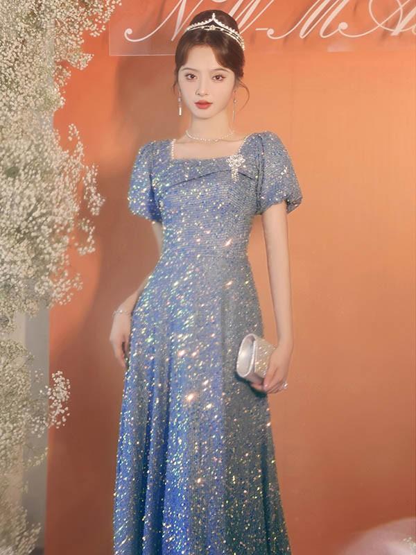【送料無料】ドレス 大人 ピアノ 発表会 ロングドレス 演奏会 結婚式 母親 ピアノ発表会 袖付き ワンピース 半袖 演奏会ドレス 演奏会用ドレス_4