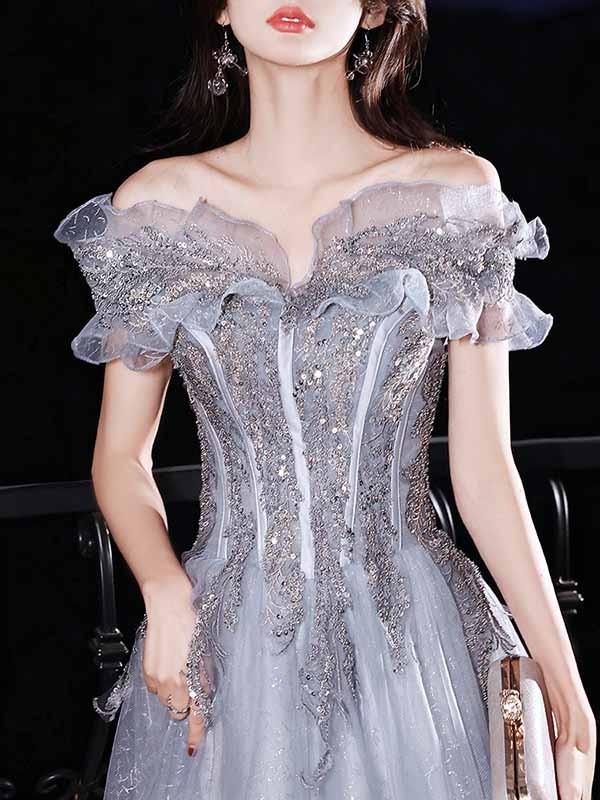 【送料無料】ドレス 大人 ピアノ 発表会 ロングドレス オフショルダー 演奏会 結婚式 母親 ピアノ発表会 ワンピース 半袖 演奏会ドレス 演奏会用ドレス_1