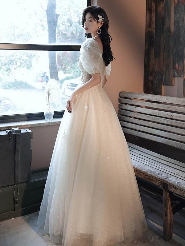 【送料無料】ドレス 大人 ピアノ 発表会 ロングドレス 演奏会 結婚式 母親 ピアノ発表会 袖付き ワンピース 半袖 演奏会ドレス 演奏会用ドレス_3
