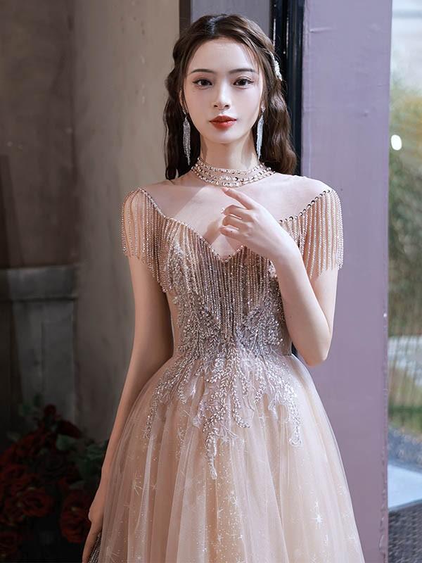 【送料無料】ドレス 大人 ピアノ 発表会 ロングドレス 演奏会 結婚式 母親 ピアノ発表会 袖付き ワンピース 半袖 演奏会ドレス 演奏会用ドレス_4