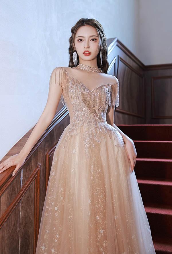 【送料無料】ドレス 大人 ピアノ 発表会 ロングドレス 演奏会 結婚式 母親 ピアノ発表会 袖付き ワンピース 半袖 演奏会ドレス 演奏会用ドレス_8