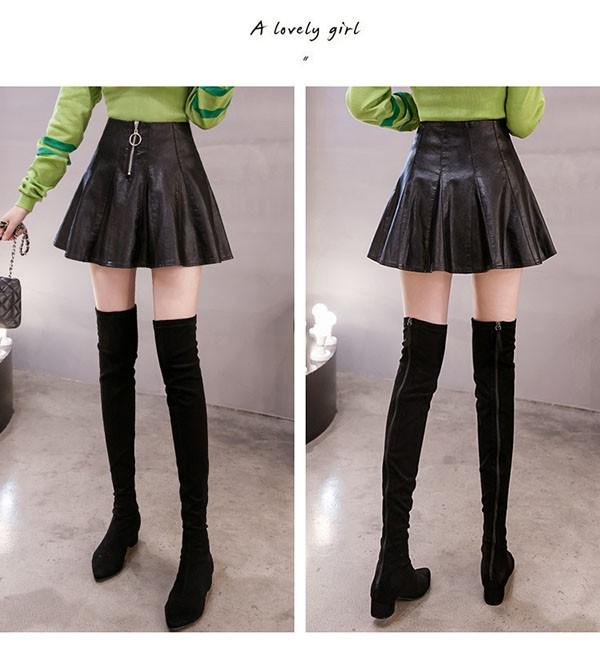 スカート レディース ボトムス フェイクレザースカート フェミニン