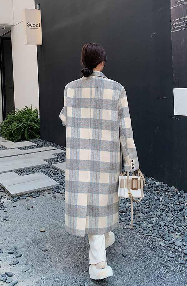 送料無料】チェスターコート チェック柄 レディース ロングコート