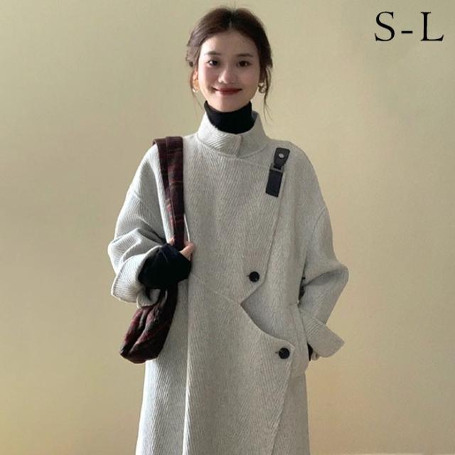 コート サイドウェイカラー  ロングコート コクーンコート 小さいサイズ 小柄 ゆったり 秋 冬 冬服 定番 暖かい  ロング チェスター コート