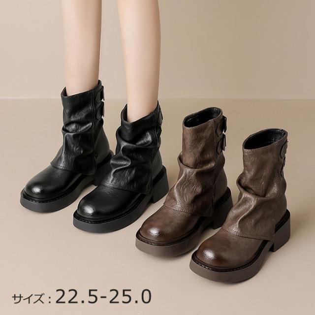 ショートブーツ レディース ブーツ 美脚 シューズ ファッション ショート丈 靴 秋 冬 春 20代 30代 40代 ローヒール 黒 おしゃれ セクシー 可愛い 韓国 ゆったり