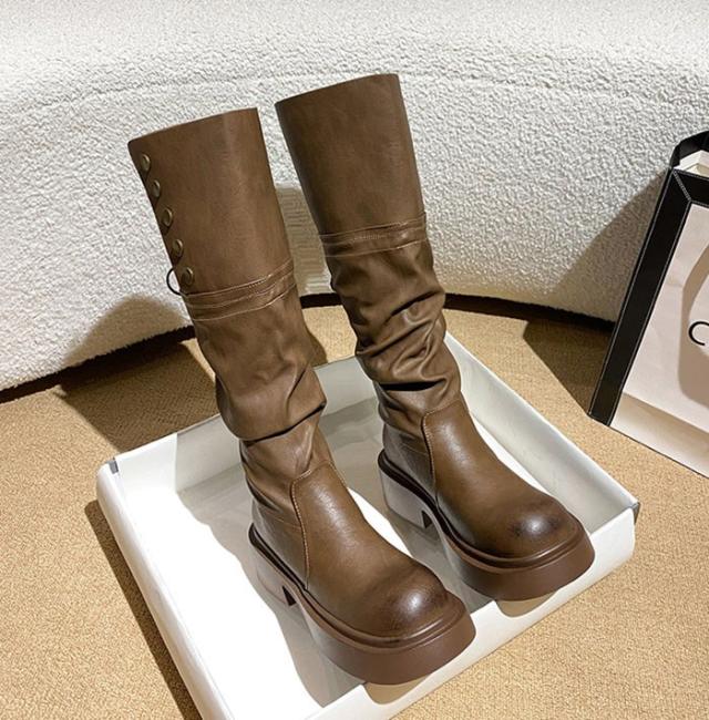 ロングブーツ レディース ブーツ 美脚 シューズ ファッション ロング丈 靴 秋 冬 春 20代 30代 40代 ローヒール スムース 黒 おしゃれ セクシー 可愛い 韓国 ゆったり_15