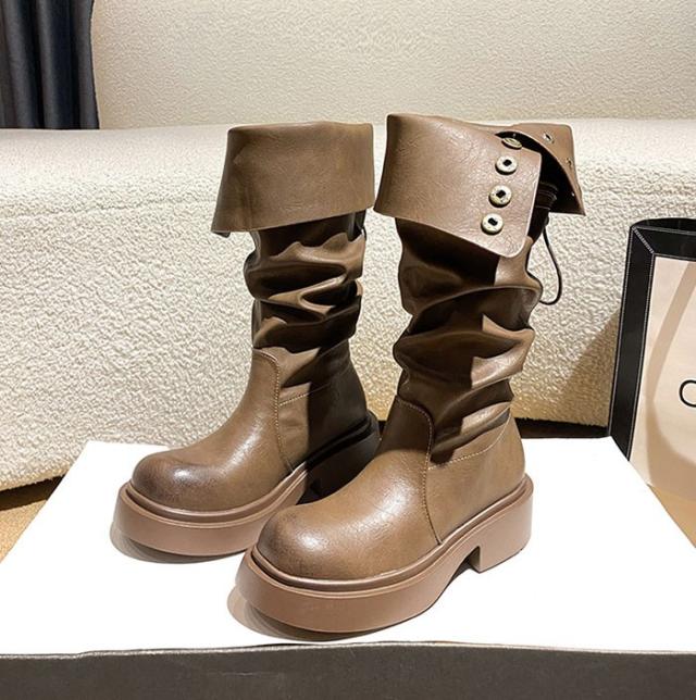 ロングブーツ レディース ブーツ 美脚 シューズ ファッション ロング丈 靴 秋 冬 春 20代 30代 40代 ローヒール スムース 黒 おしゃれ セクシー 可愛い 韓国 ゆったり_16
