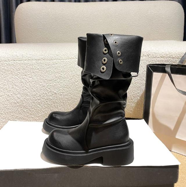 ロングブーツ レディース ブーツ 美脚 シューズ ファッション ロング丈 靴 秋 冬 春 20代 30代 40代 ローヒール スムース 黒 おしゃれ セクシー 可愛い 韓国 ゆったり_17