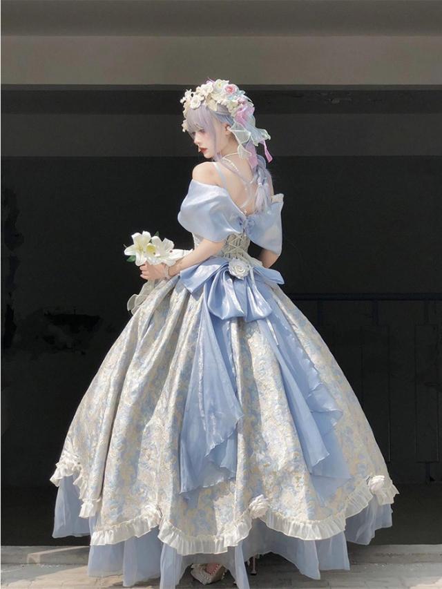 ドレス 大人 ピアノ 発表会 ロングドレス カラードレス ロリータ 大きいサイズ 演奏会 演奏会用ドレス ピアノ発表会 結婚式 高校生 パーティードレス コンクール イブニングドレス ロング グラデーション_3