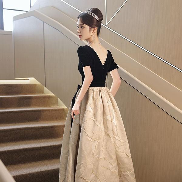 ドレス 大人 ピアノ 発表会 ロングドレス ミモレ丈 演奏会 結婚式 母親 演奏会用ドレス 大きいサイズ 小さいサイズ ロング 袖付き 黒 披露宴 レディース 演奏会ドレス ピアノ発表会 韓国 イブニングドレス パーティードレス ワンピース 二次会 花嫁 dg205n1n1l9_3