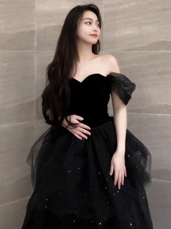 ドレス 大人 ピアノ 発表会 ロングドレス 小さいサイズ オフショルダー 半袖 演奏会 結婚式 母親 演奏会用ドレス ロング 黒 披露宴 レディース 演奏会ドレス ピアノ発表会 韓国 イブニングドレス パーティードレス ワンピース 二次会 花嫁 dg226n1n1l9_1