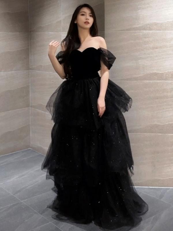 ドレス 大人 ピアノ 発表会 ロングドレス 小さいサイズ オフショルダー 半袖 演奏会 結婚式 母親 演奏会用ドレス ロング 黒 披露宴 レディース 演奏会ドレス ピアノ発表会 韓国 イブニングドレス パーティードレス ワンピース 二次会 花嫁 dg226n1n1l9_3