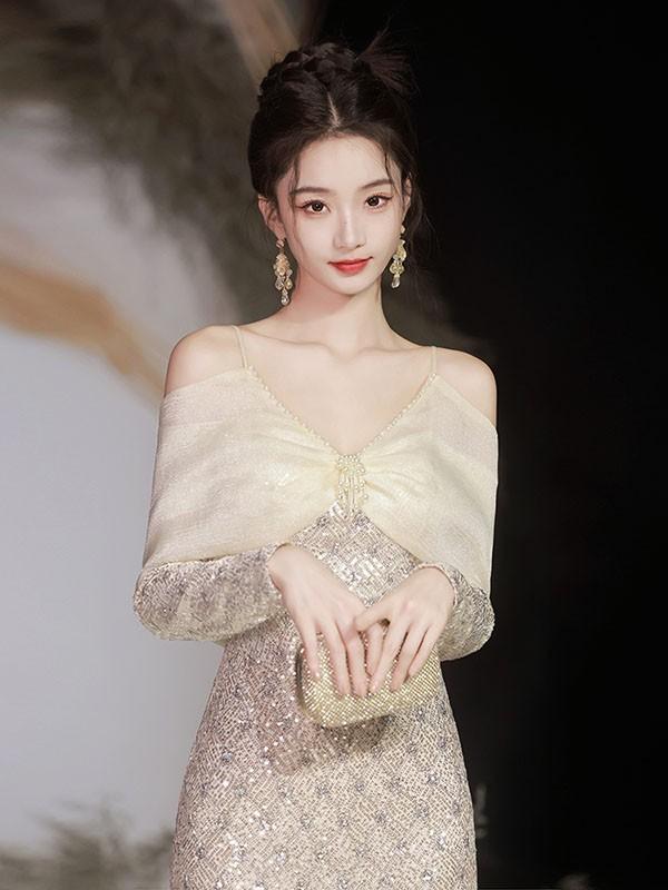 マーメイド ドレス 大人 ピアノ 発表会 ロングドレス 大きいサイズ 袖