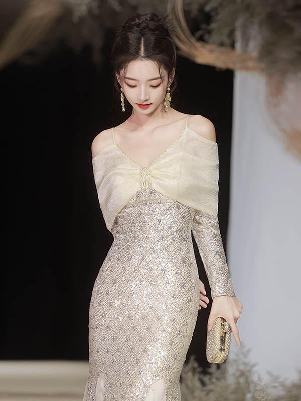 マーメイド ドレス 大人 ピアノ 発表会 ロングドレス 大きいサイズ 袖付き 長袖 演奏会 結婚式 母親 演奏会用ドレス ロング 黒 披露宴 レディース 演奏会ドレス ピアノ発表会 韓国 イブニングドレス パーティードレス ワンピース 二次会 花嫁 dg233n1n1l9_2