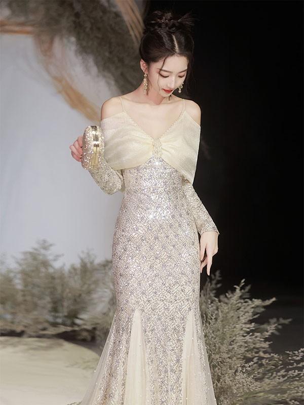 マーメイド ドレス 大人 ピアノ 発表会 ロングドレス 大きいサイズ 袖付き 長袖 演奏会 結婚式 母親 演奏会用ドレス ロング 黒 披露宴 レディース 演奏会ドレス ピアノ発表会 韓国 イブニングドレス パーティードレス ワンピース 二次会 花嫁 dg233n1n1l9_3