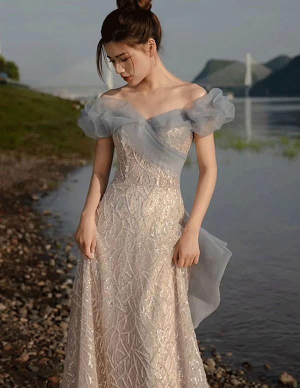 ドレス 大人 ピアノ 発表会 ロングドレス 演奏会 結婚式 母親 演奏会用ドレス オフショルダー ベアショルダー 袖付き 半袖 ロング 黒 披露宴 レディース 演奏会ドレス ピアノ発表会 韓国 イブニングドレス パーティードレス ワンピース 二次会 花嫁 dg247n1n1l9_4