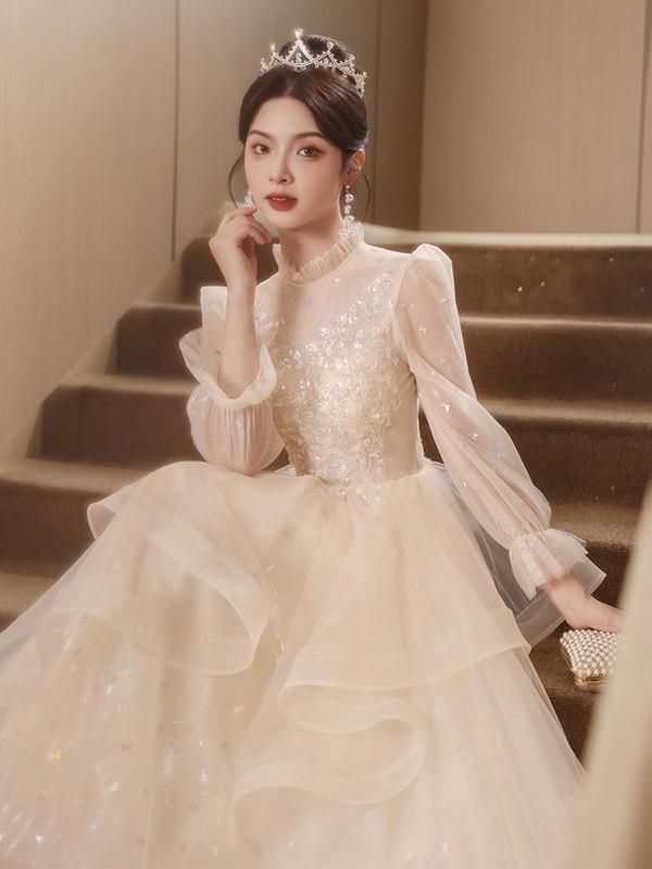 ロングドレス 演奏会 袖付き 大人 ピアノ 発表会 ロングドレス 大きいサイズ キラキラ 長袖 結婚式 母親 演奏会用ドレス ロング 披露宴 レディース 演奏会ドレス ピアノ発表会 韓国 イブニングドレス パーティードレス ワンピース 二次会 花嫁 dg253n1n1l9_2