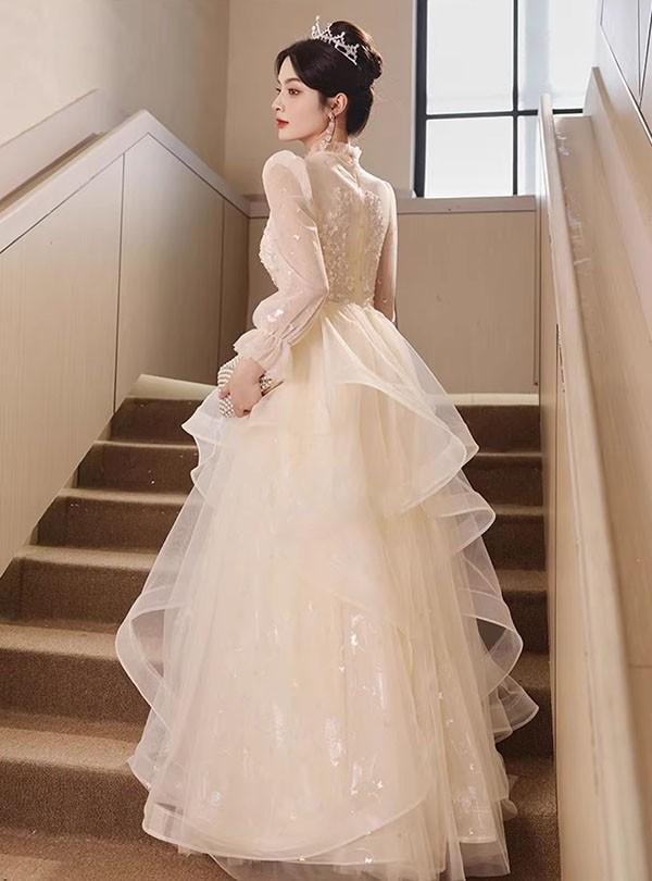 ロングドレス 演奏会 袖付き 大人 ピアノ 発表会 ロングドレス 大きいサイズ キラキラ 長袖 結婚式 母親 演奏会用ドレス ロング 披露宴 レディース 演奏会ドレス ピアノ発表会 韓国 イブニングドレス パーティードレス ワンピース 二次会 花嫁 dg253n1n1l9_3