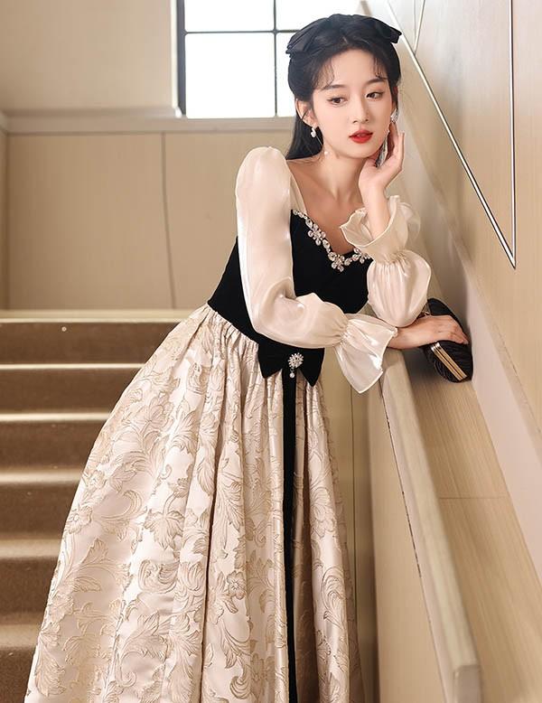 ドレス 大人 ピアノ 発表会 ロングドレス 大きいサイズ 小さいサイズ 袖付き 長袖 演奏会 結婚式 母親 演奏会用ドレス ロング 黒 披露宴 レディース 演奏会ドレス ピアノ発表会 韓国 イブニングドレス パーティードレス ワンピース 二次会 花嫁 dg254n1n1zu_3