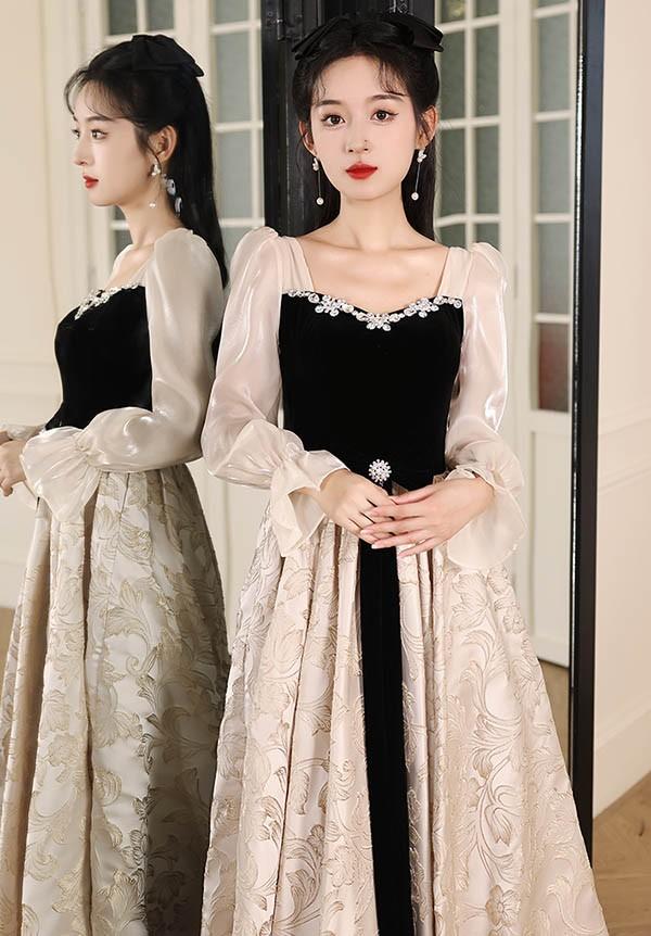 ドレス 大人 ピアノ 発表会 ロングドレス 大きいサイズ 小さいサイズ 袖付き 長袖 演奏会 結婚式 母親 演奏会用ドレス ロング 黒 披露宴 レディース 演奏会ドレス ピアノ発表会 韓国 イブニングドレス パーティードレス ワンピース 二次会 花嫁 dg254n1n1zu_7