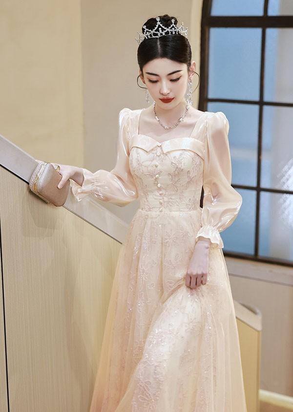 ロングドレス 演奏会 パーティー 大きいサイズ ピアノ 発表会 袖あり