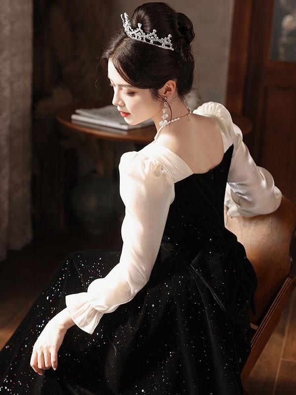 ロングドレス 演奏会 袖付き 大人 ピアノ 発表会 大きいサイズ