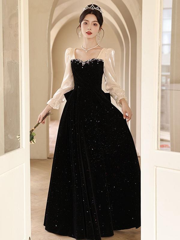 ロングドレス 演奏会 袖付き 大人 ピアノ 発表会 大きいサイズ