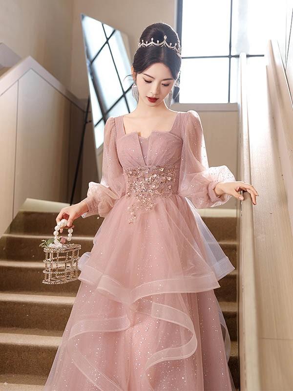 ドレス 大人 ピアノ 発表会 ロングドレス 小さいサイズ キラキラ 袖付き 長袖 演奏会 結婚式 母親 演奏会用ドレス ロング 披露宴 レディース 演奏会ドレス ピアノ発表会 韓国 イブニングドレス パーティードレス ワンピース 二次会 花嫁 dg263n1n1l9_3