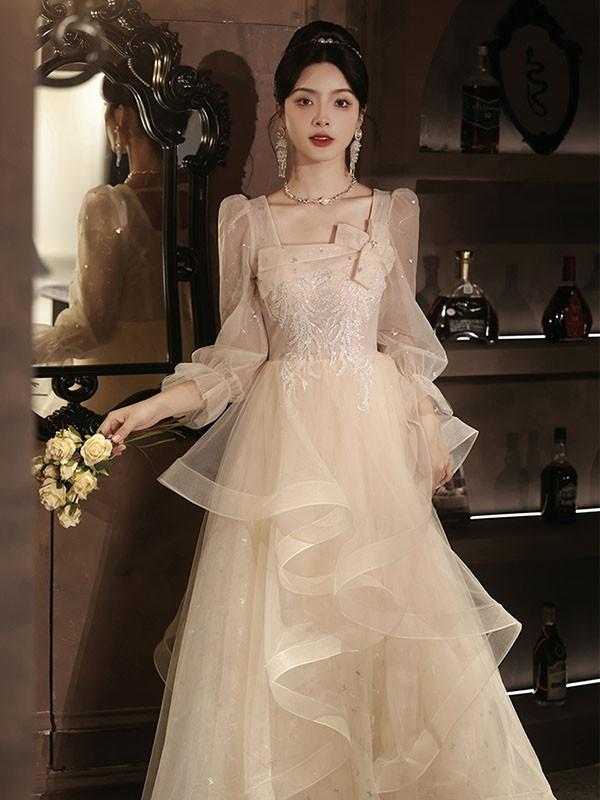 ドレス 大人 ピアノ 発表会 ロングドレス 大きいサイズ キラキラ 袖付き 長袖 演奏会 結婚式 母親 演奏会用ドレス ロング 披露宴 レディース 演奏会ドレス ピアノ発表会 韓国 イブニングドレス パーティードレス ワンピース 二次会 花嫁 dg264n1n1l9_2