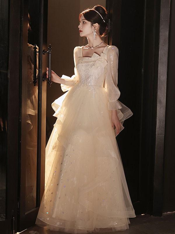 ドレス 大人 ピアノ 発表会 ロングドレス 大きいサイズ キラキラ 袖付き 長袖 演奏会 結婚式 母親 演奏会用ドレス ロング 披露宴 レディース 演奏会ドレス ピアノ発表会 韓国 イブニングドレス パーティードレス ワンピース 二次会 花嫁 dg264n1n1l9_3
