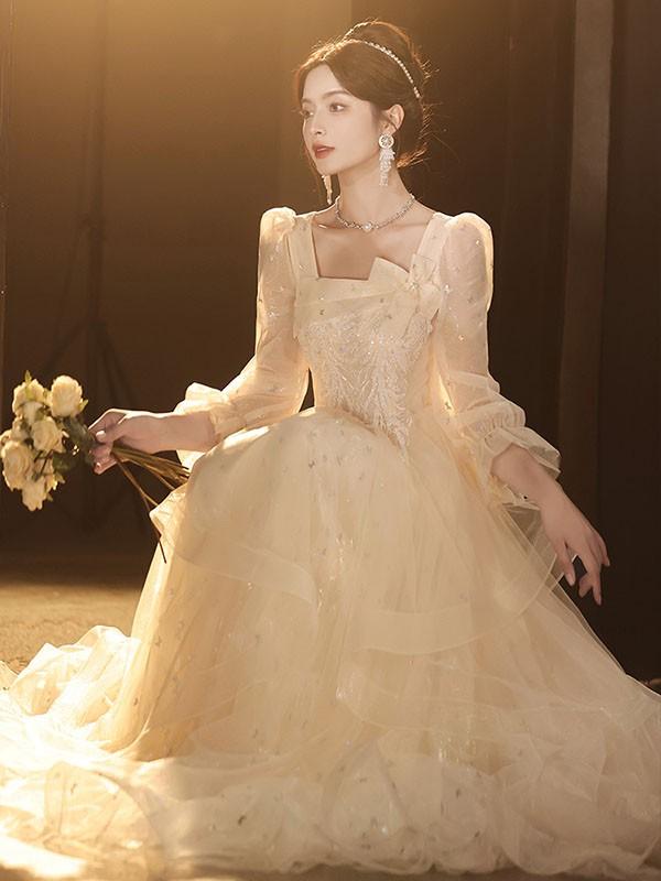 ドレス 大人 ピアノ 発表会 ロングドレス 大きいサイズ キラキラ 袖付き 長袖 演奏会 結婚式 母親 演奏会用ドレス ロング 披露宴 レディース 演奏会ドレス ピアノ発表会 韓国 イブニングドレス パーティードレス ワンピース 二次会 花嫁 dg264n1n1l9_4