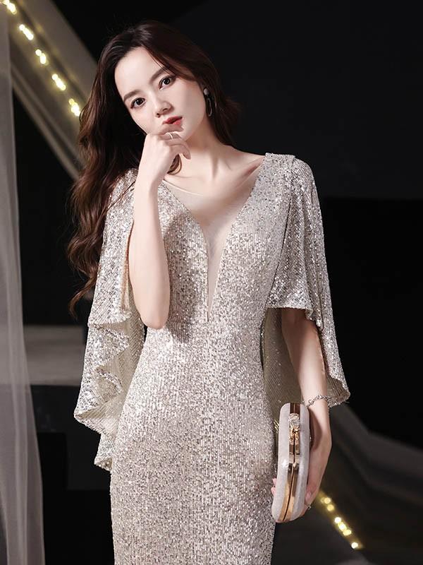 マーメイド ドレス キラキラ 大人 ピアノ 発表会 ロングドレス