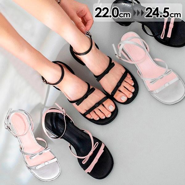 サンダル レディース チャンキーヒール 太ヒール 安定感 ストラップサンダル かかとなし ヒールサンダル 夏 ベルト 靴 女性 大人 美脚 シューズ シンプル