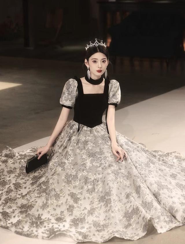 ドレス 大人 袖付き ワンピース 半袖 ピアノ 発表会 ロングドレス