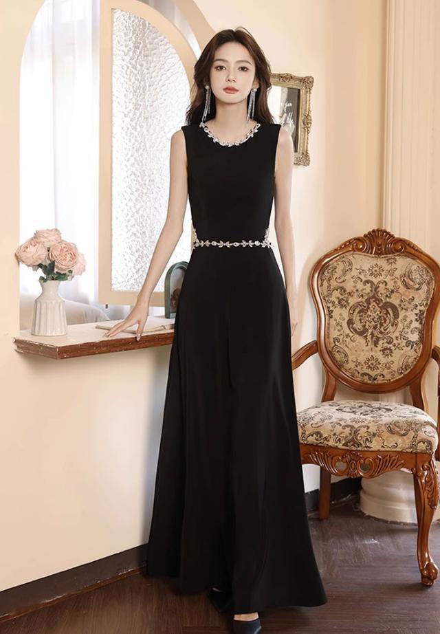 ドレス キラキラ ノースリーブ 黒 ワンピース 大人 袖付き ピアノ 発表会 ロングドレス 大きいサイズ 小さいサイズ 演奏会 結婚式 ドレス キラキラ ノースリーブ 黒 ワンピース 大人 袖付き ピアノ 発表