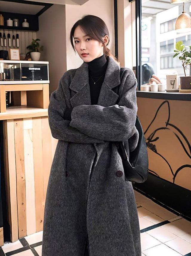 チェスターコート レディース ロング丈 ダブルボタン シンプル