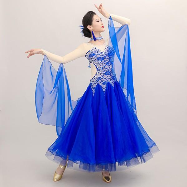 社交ダンスドレス 社交ダンス モダンドレス 大きいサイズ 長袖 広がる